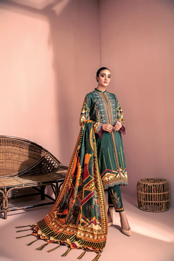 Emerals Luxe-Farasha Embroidered Linen Unstitched Winter Collection US-F05-EL